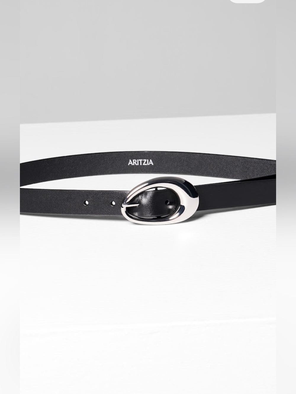 Aritzia Perennial Solid Brass Leather Belt with Polished Silver Oval Buckle. XS